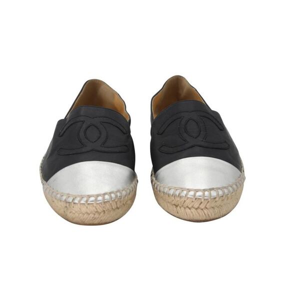 Chanel Espadrille 37 Lambskin Leather Cap Toe Flats CC-S0207P-C023 - Picture 3 of 9